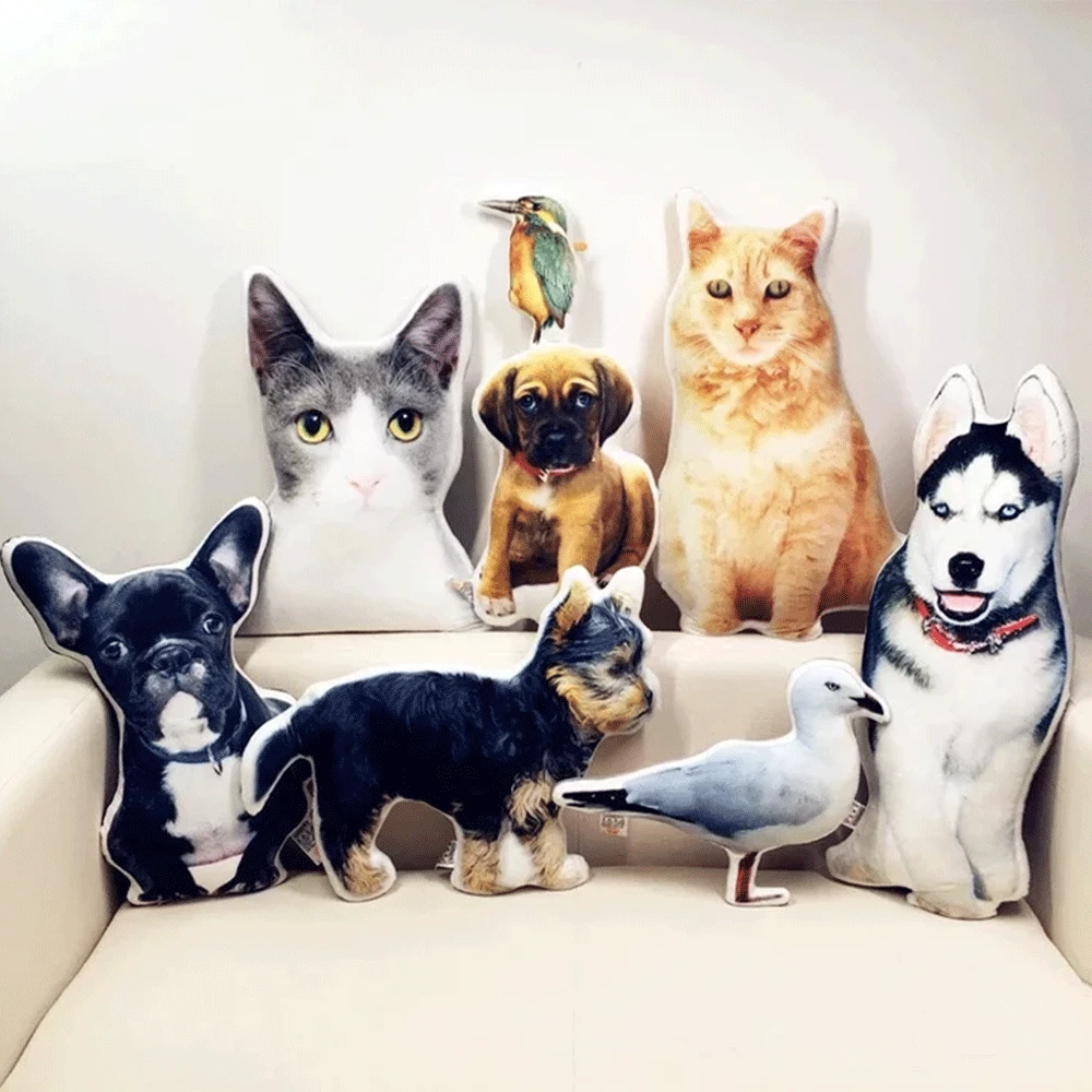 Individuelles Tierfoto 3d-kissen, Haustierportrait, Wurfkissen, Hässliches Haustierkissen, Schwarze Katze - DePhotoBoxer