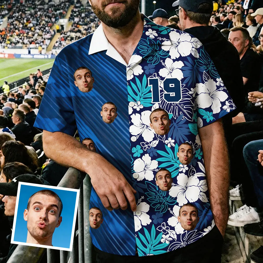 Individuell Gestaltetes Retro-fußballtrikot, Aloha-hawaiihemd, Spieltags-hawaiihemd, Geschenk Für Fußballfans, Vatertagsgeschenk