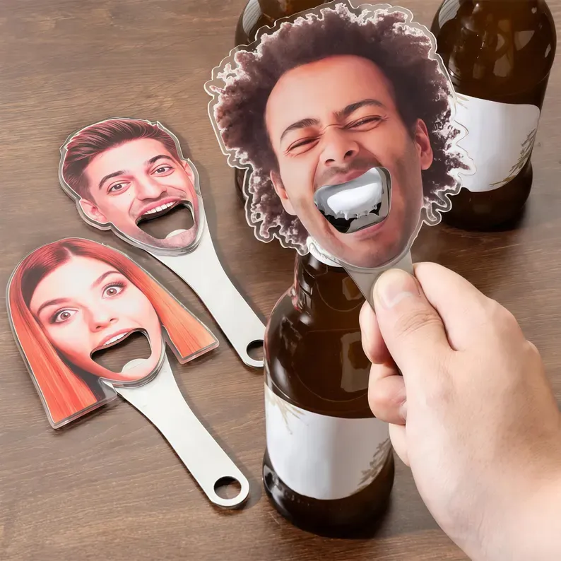 Personalisierter Lustiger Flaschenöffner Mit Avatar-gesichtsfoto Und Magnet, Kühlschrankdekor, Bar, Party, Weinzubehör, Geburtstagsgeschenk Für Einen Freund, Einen Trinkbegeisterten