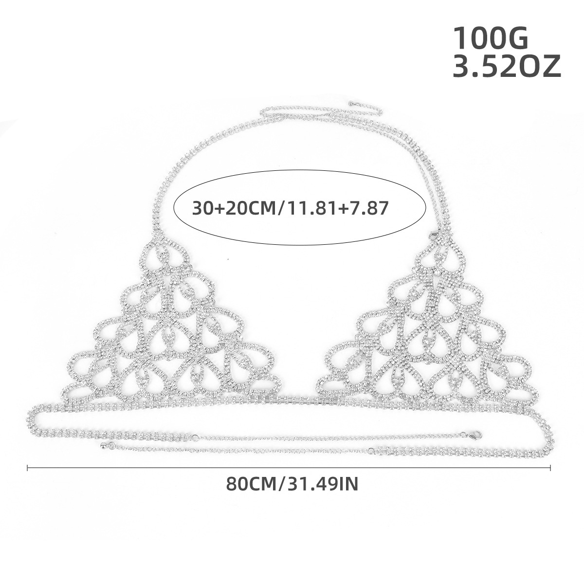 Luxuriöser Strass-körperketten-bh Mit Funkelndem Herz Und Geometrischem Kristall-brustschmuck