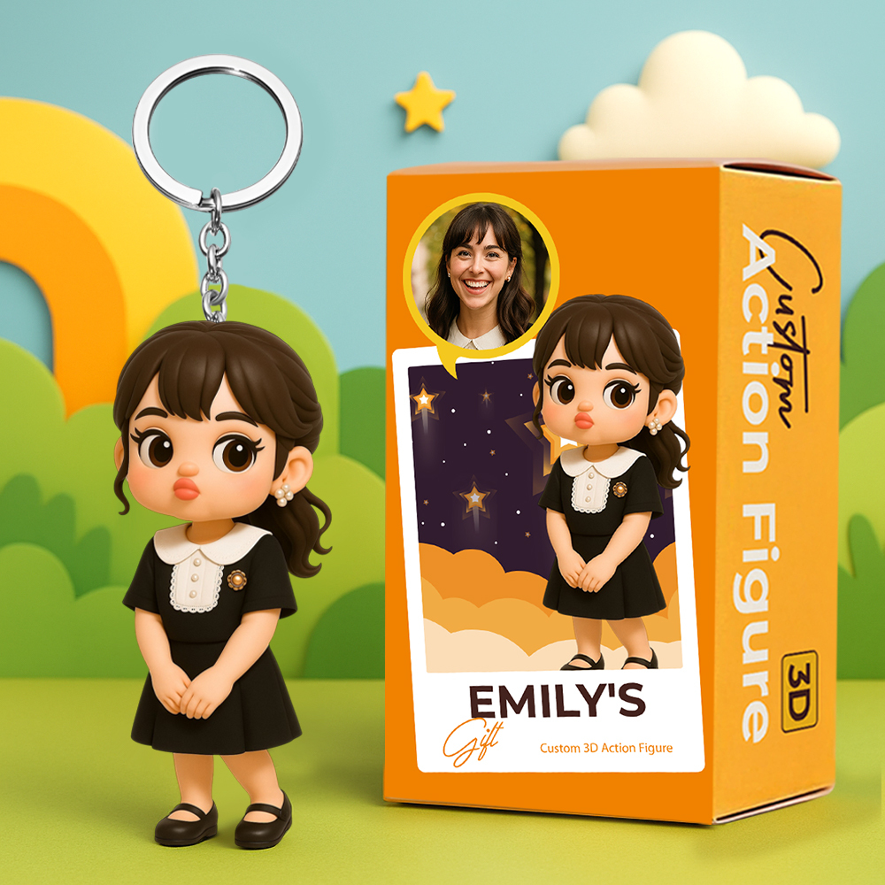 Personalisierter 3d-cartoon-charakter-schlüsselanhänger, Personalisierbar, Süße Minifigur Im Schmollen-stil, Einzigartiges Geschenk Für Mama, Ehefrau, Freundin, Tochter Und Freunde