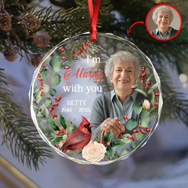 Personalisierte Foto-gedenk-glaskugel „ich Bin Immer Bei Dir" - DePhotoBoxer