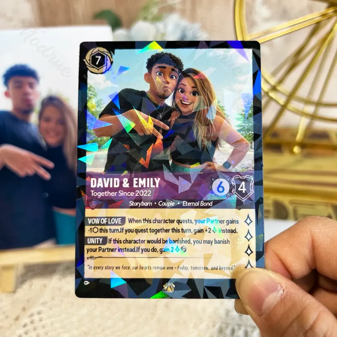 Personalisierte Cartoon-porträtkarte Für Paare, Personalisierte Jahrestagskarte Mit Paarfoto Im Anime-stil, Perfektes Valentinstagsgeschenk Für Verliebte - DePhotoBoxer