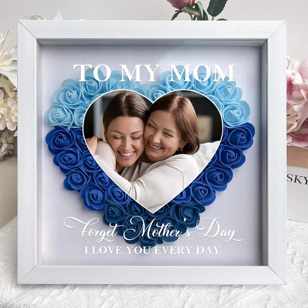 Mama Geschenk Ich Liebe Dich Jeden Tag - Personalisierte Blumen Schattenbox - DePhotoBoxer