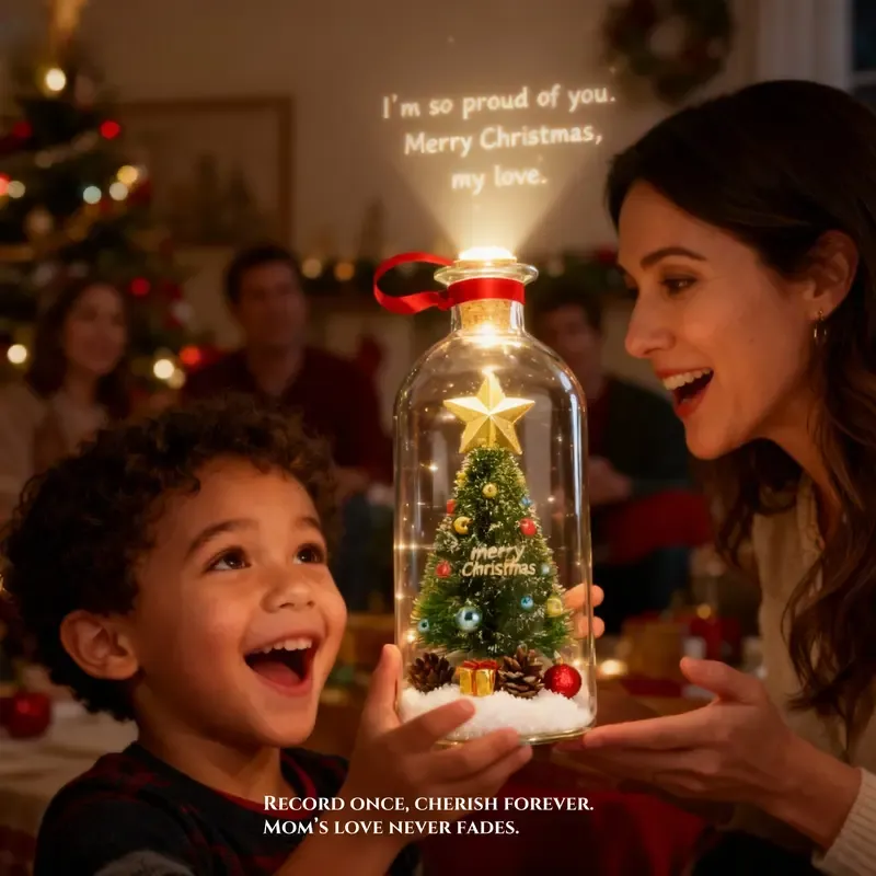 Forever Voice Recordable Christmas Tree Bottle – Personalisierte Nachrichtenverzierung, Die Stimmen Für Immer Speichert – Herzliches Weihnachtsgeschenk Für Mama, Kinder, Freunde Und Lieben - DePhotoBoxer