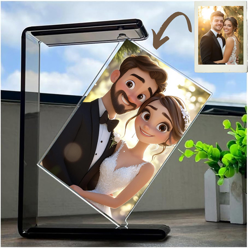 Personalisierter Bilderrahmen Im Cartoon-stil Als Geschenk Für Paare