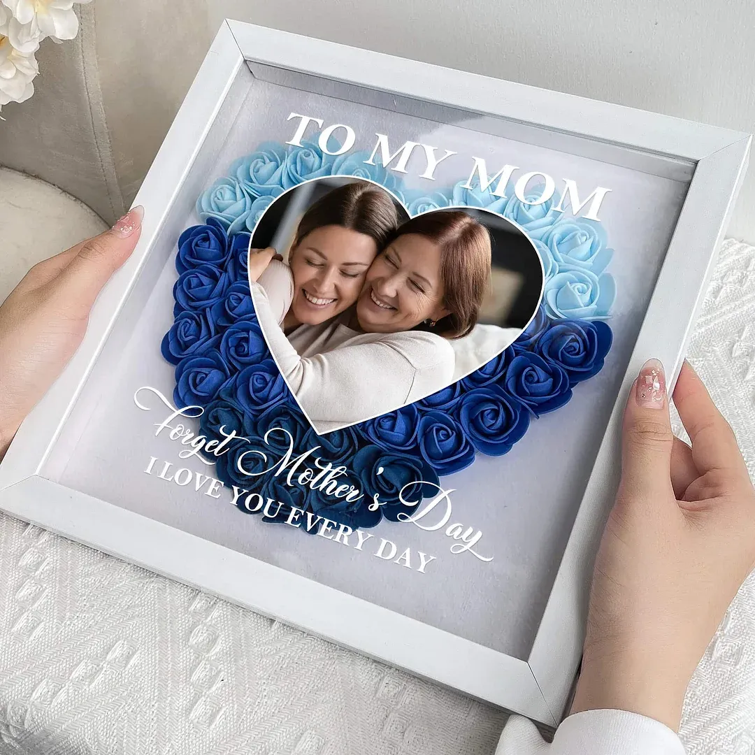 Mama Geschenk Ich Liebe Dich Jeden Tag - Personalisierte Blumen Schattenbox - DePhotoBoxer