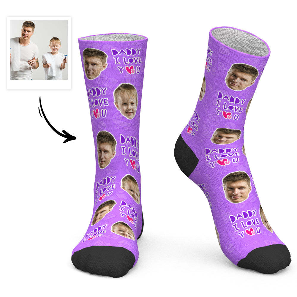Father's Day Gift - Custom Face Socks Daddy I Love You - PhotoBoxer