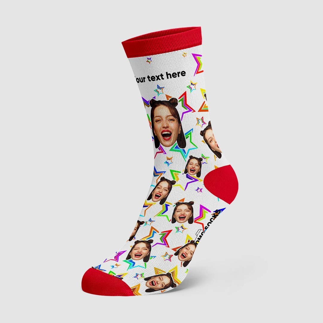 Color stars Face Socks - PhotoBoxer