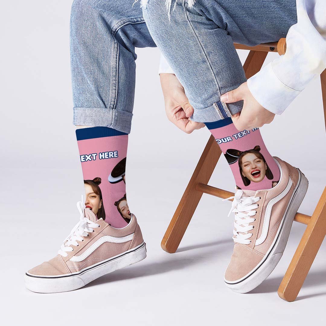 Personlaised Oreo Photo And Name Socks - PhotoBoxer