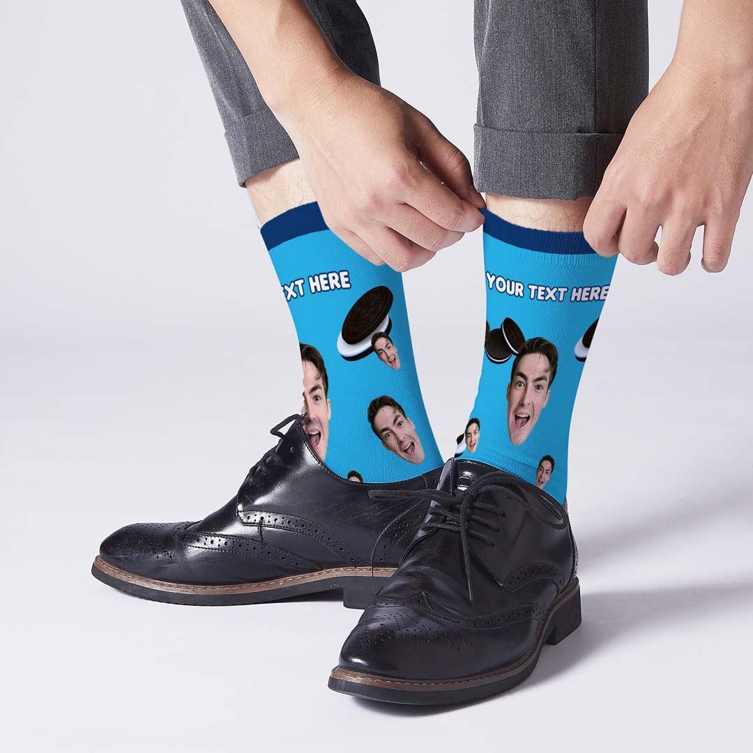 Personlaised Oreo Photo And Name Socks - PhotoBoxer