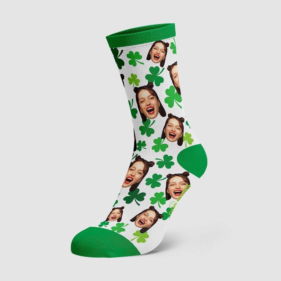 Custom Face On Amulet Clover Socks - PhotoBoxer