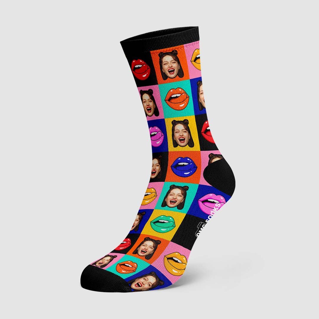 Fun Lips Funky Face Socks - PhotoBoxer
