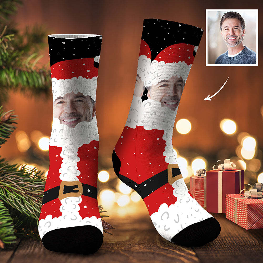 Christmas Custom Cute Santa Claus Socks - PhotoBoxer