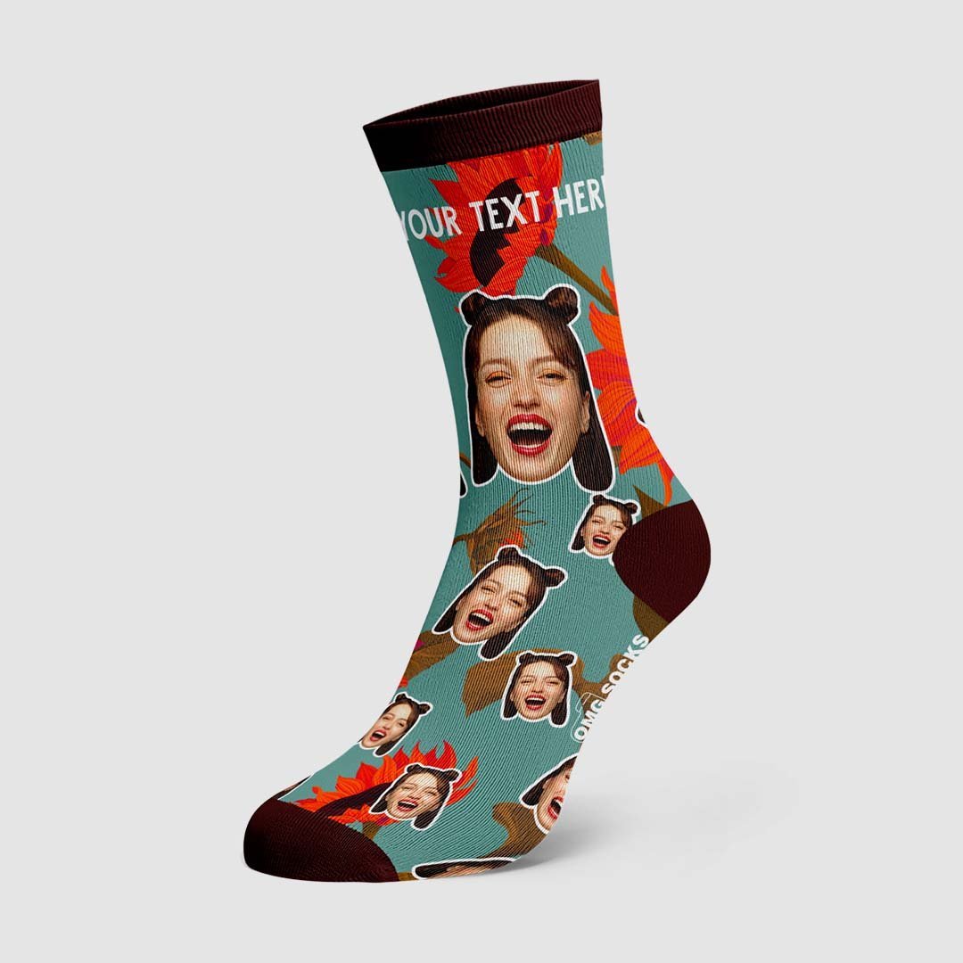 Colorful Sunflower Face Socks - PhotoBoxer