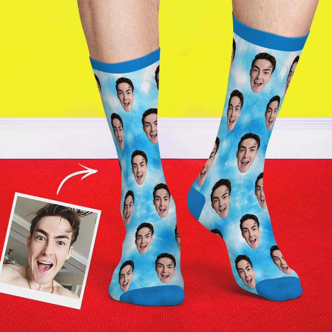 Color Tie Dye Custom Face Socks - PhotoBoxer