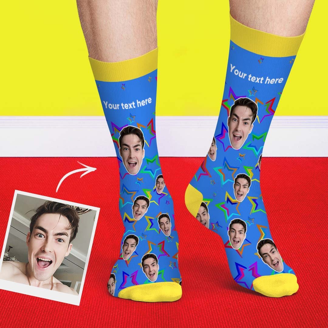 Color stars Face Socks - PhotoBoxer