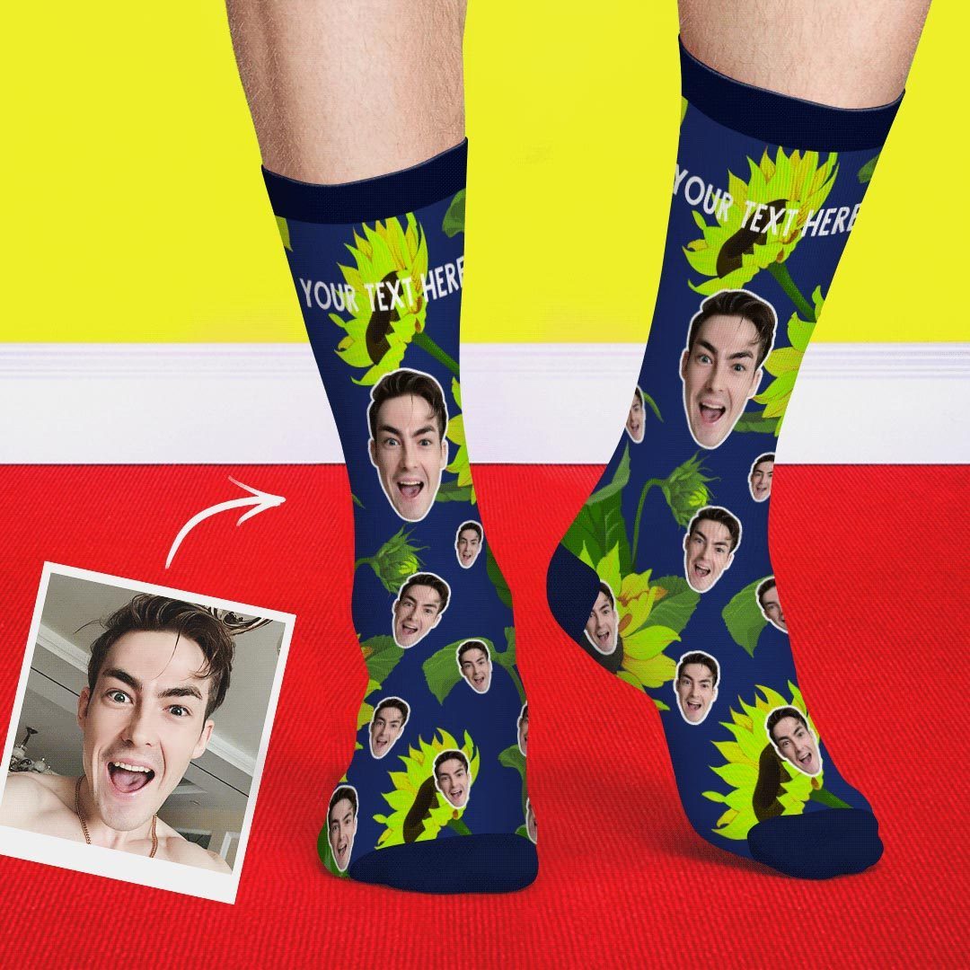 Colorful Sunflower Face Socks - PhotoBoxer