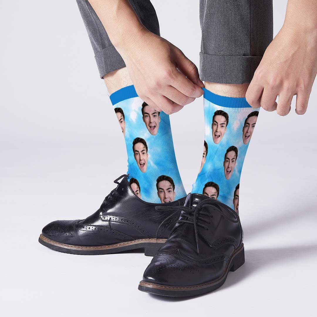 Color Tie Dye Custom Face Socks - PhotoBoxer