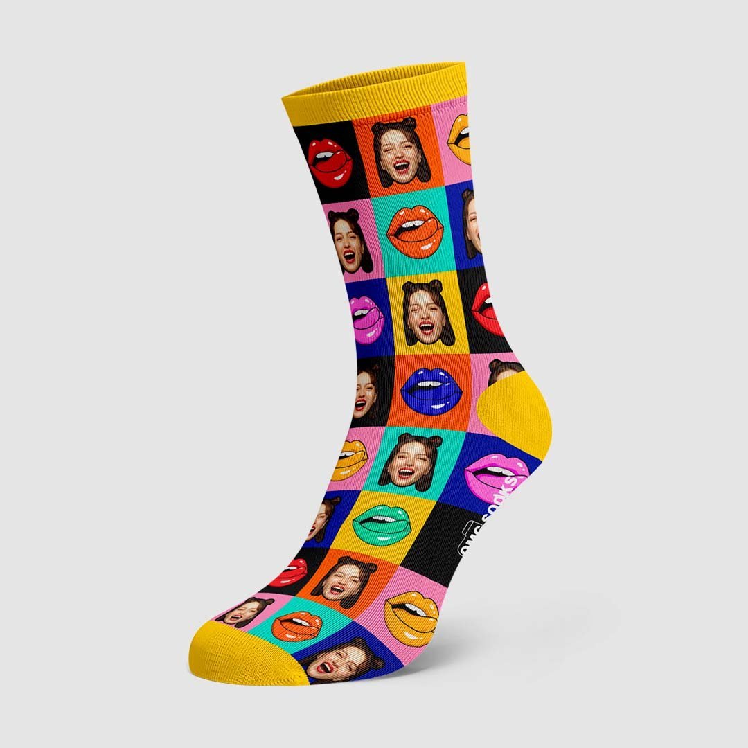 Fun Lips Funky Face Socks - PhotoBoxer