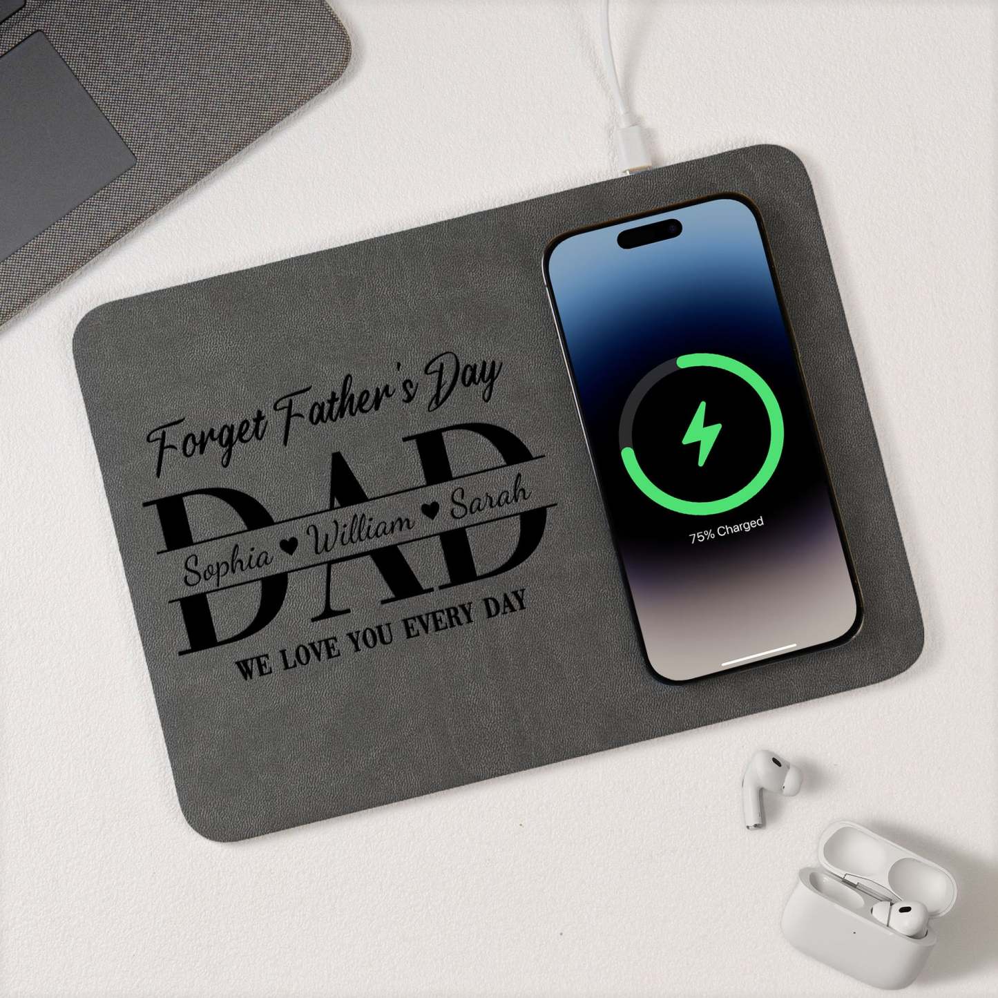 Personalized Charging Pad Dad Sketch Line Art Custom Photo Father's Day Gift For Dad - PhotoBoxer