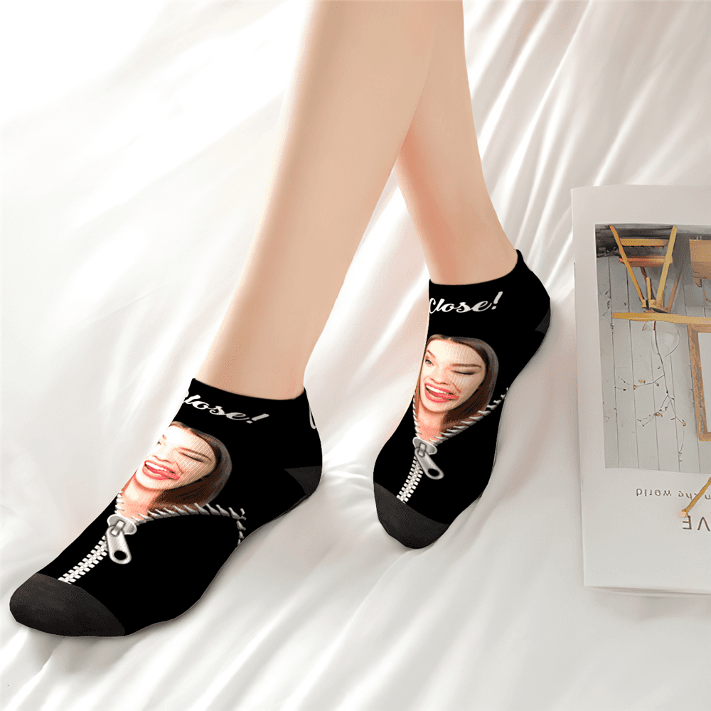 Custom Creative Zipper Ankle Socks - PhotoBoxer