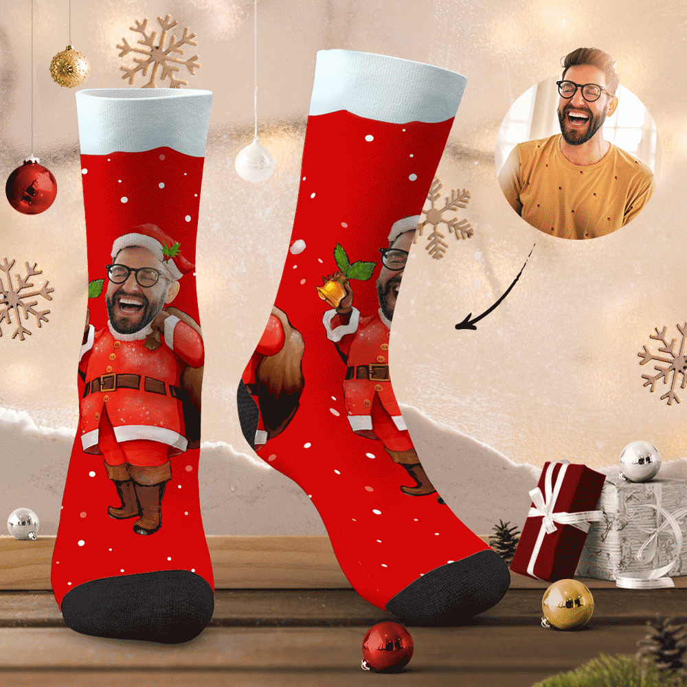 Custom Cute Santa Claus Socks  Christmas Gift - PhotoBoxer
