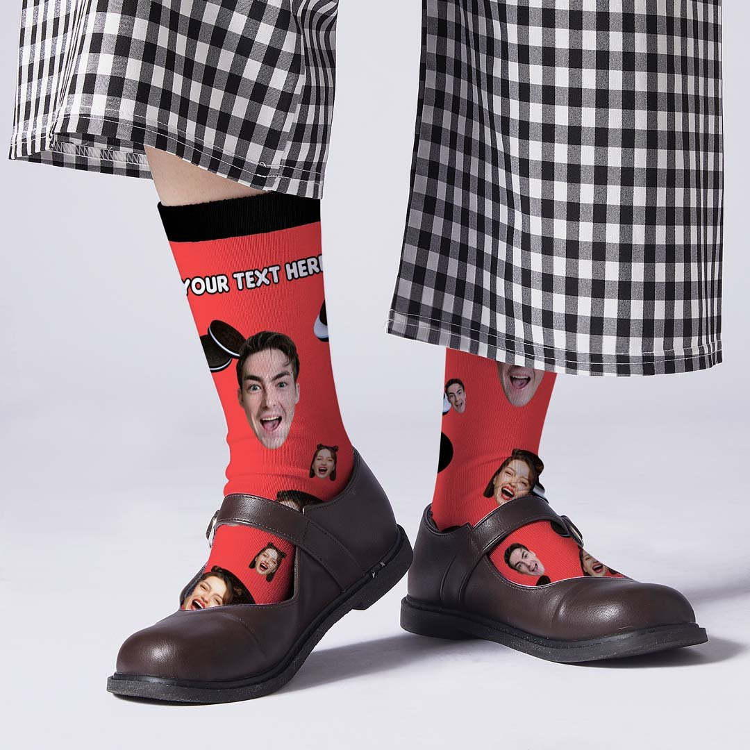 Personlaised Oreo Photo And Name Socks - PhotoBoxer