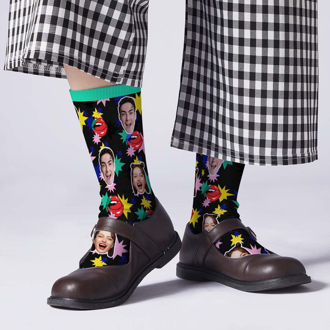 Custom Face Socks Dazzling graphical elements - PhotoBoxer
