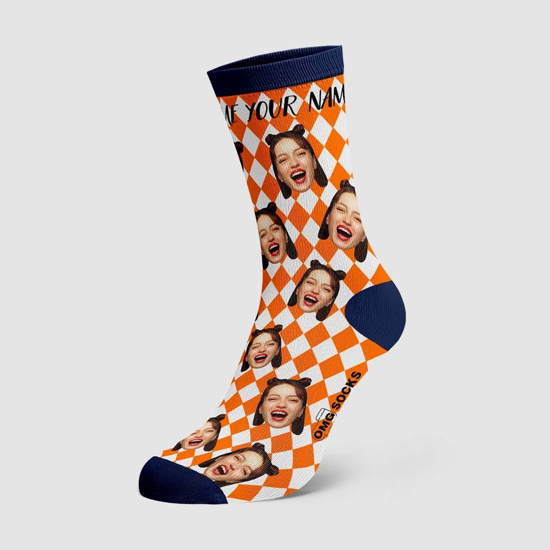 Colorful Lattice Face Socks - PhotoBoxer