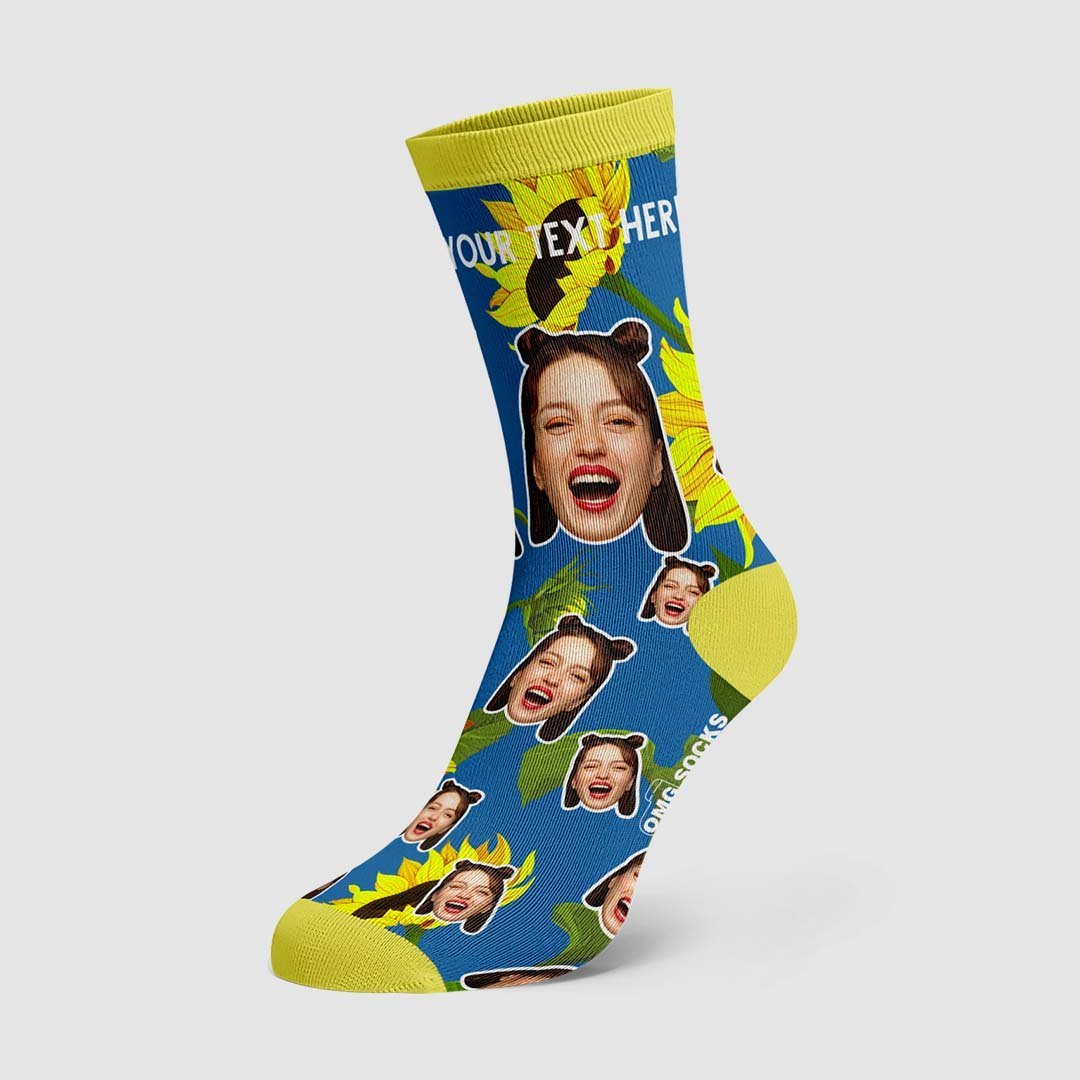 Colorful Sunflower Face Socks - PhotoBoxer
