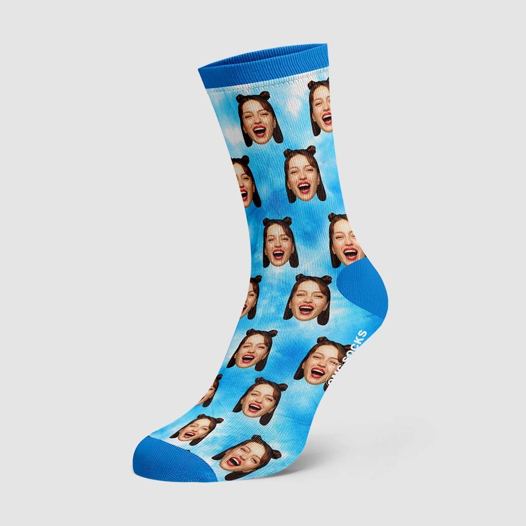 Color Tie Dye Custom Face Socks - PhotoBoxer