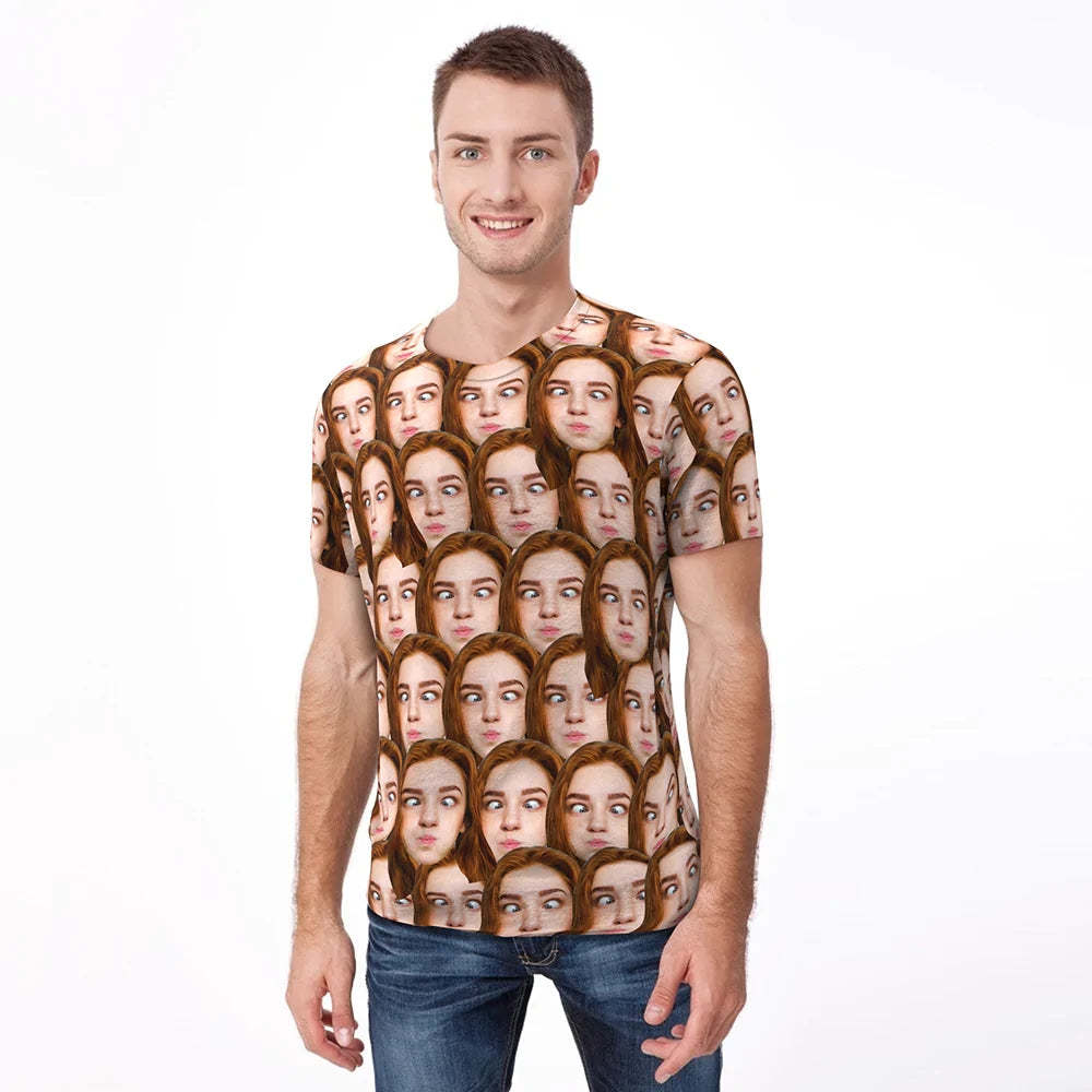 Custom T-shirt My Face All Over Print Tee Mash Face Kid's T-shirt - PhotoBoxer
