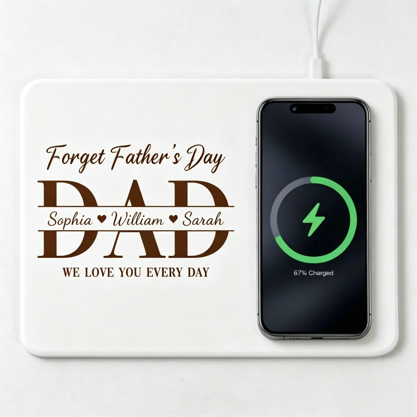 Personalized Charging Pad Dad Sketch Line Art Custom Photo Father's Day Gift For Dad - PhotoBoxer