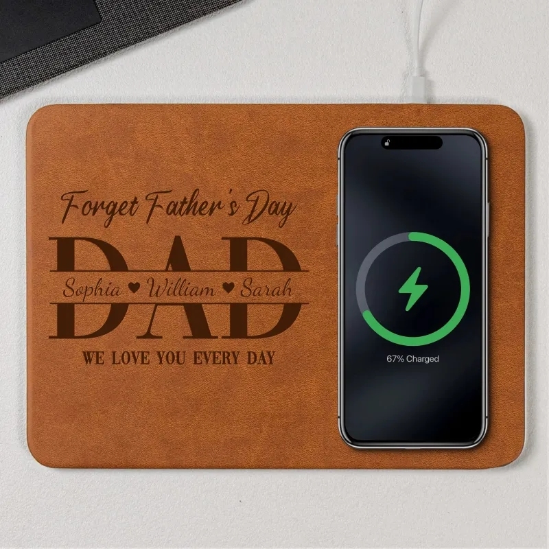 Personalized Charging Pad Dad Sketch Line Art Custom Photo Father's Day Gift For Dad - PhotoBoxer