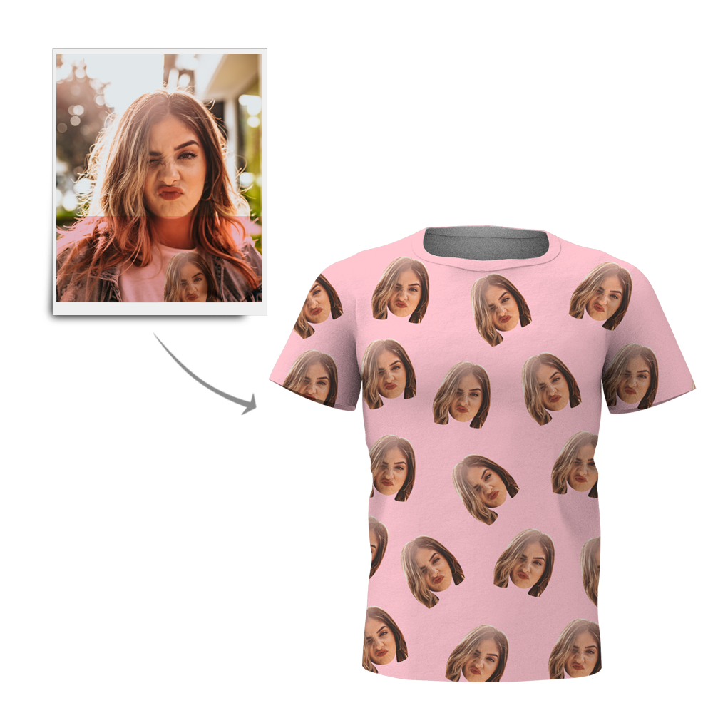 Valentine's Day Custom My Face All Over Print Tee Personalized Face Shirt Men's T-shirt - PhotoBoxer