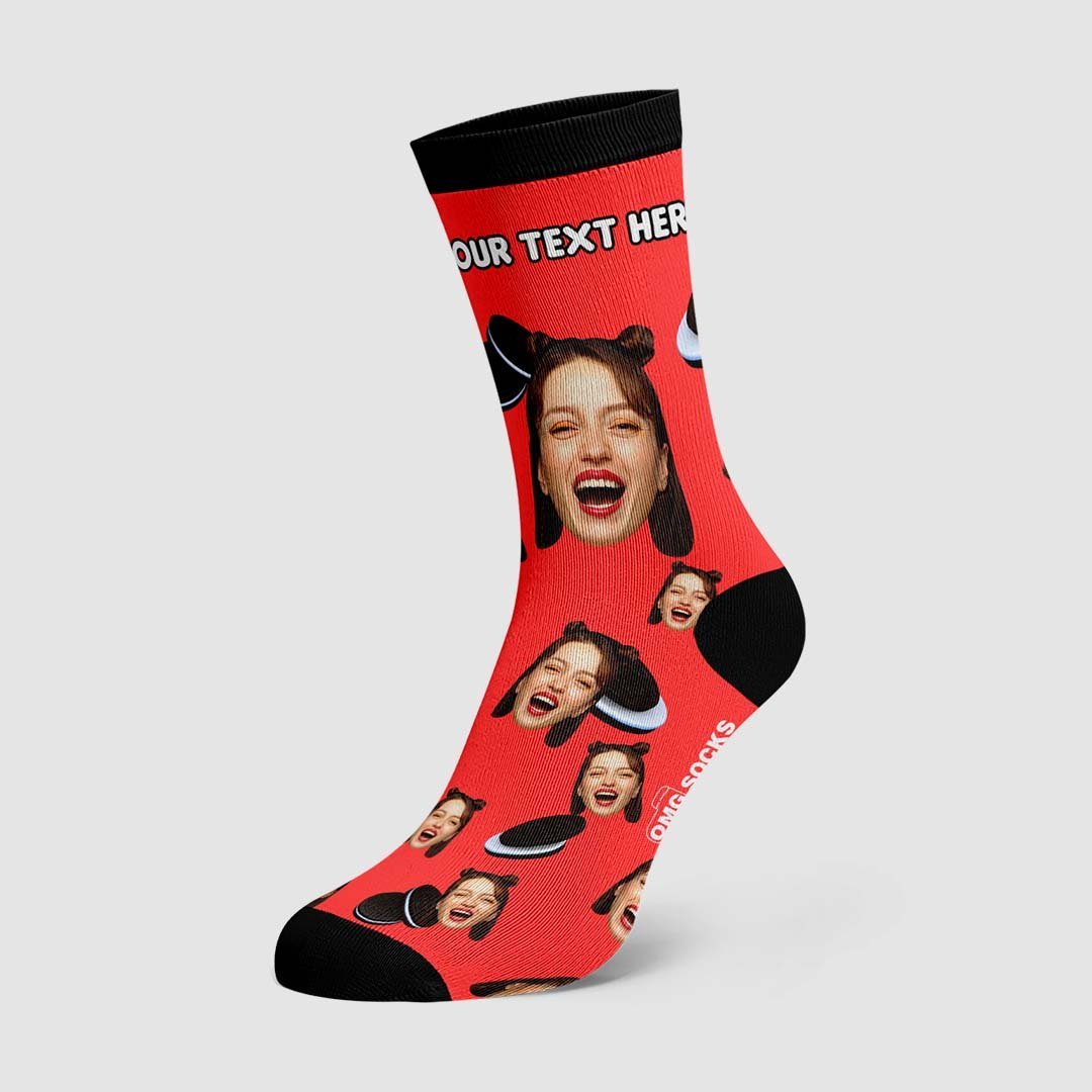 Personlaised Oreo Photo And Name Socks - PhotoBoxer