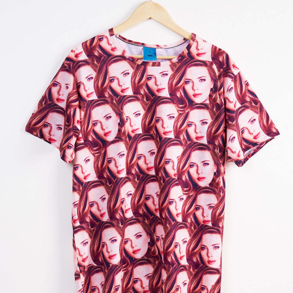 Custom T-shirt Mash Face Shirt My Face All Over Print Tee Men's T-shirt - PhotoBoxer