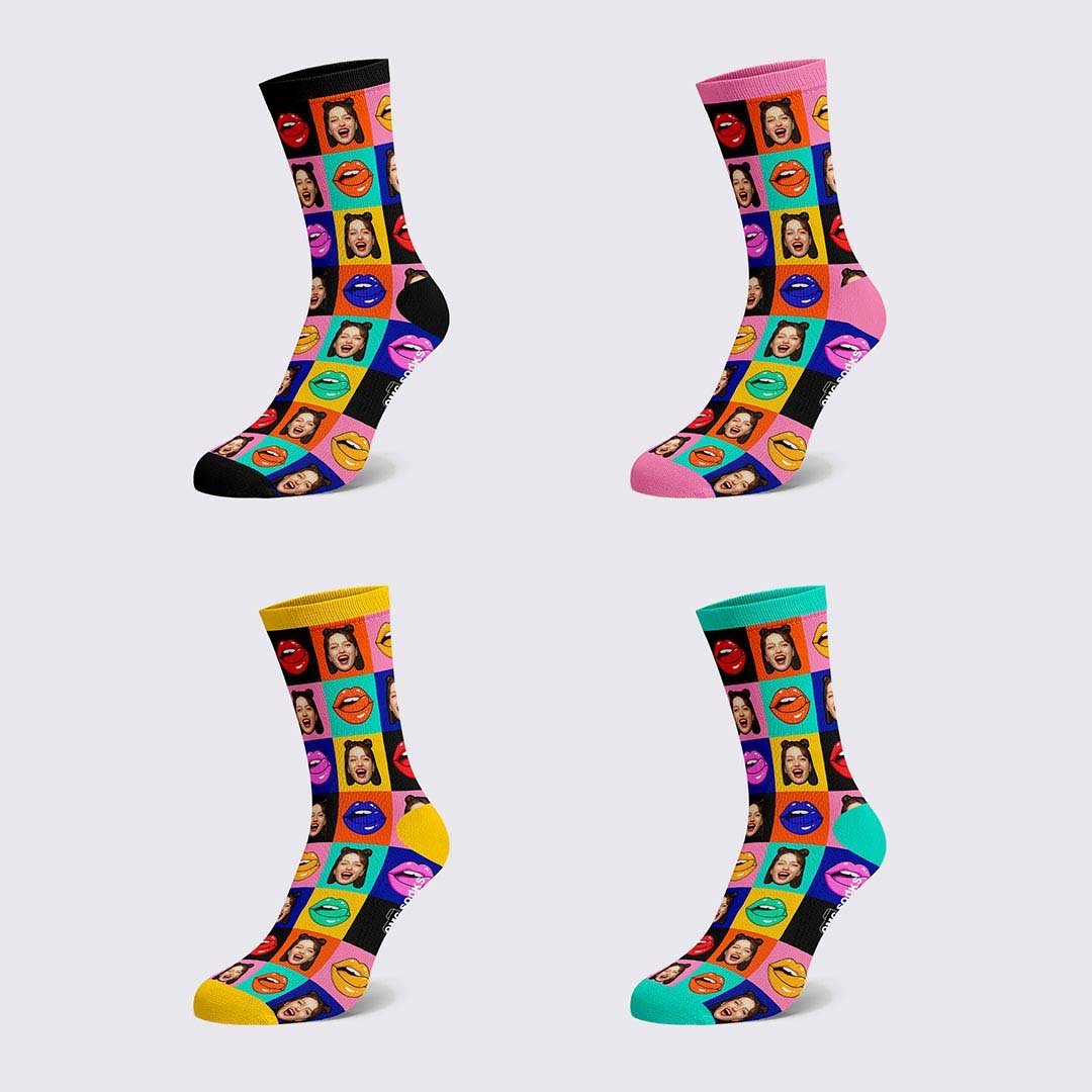 Fun Lips Funky Face Socks - PhotoBoxer