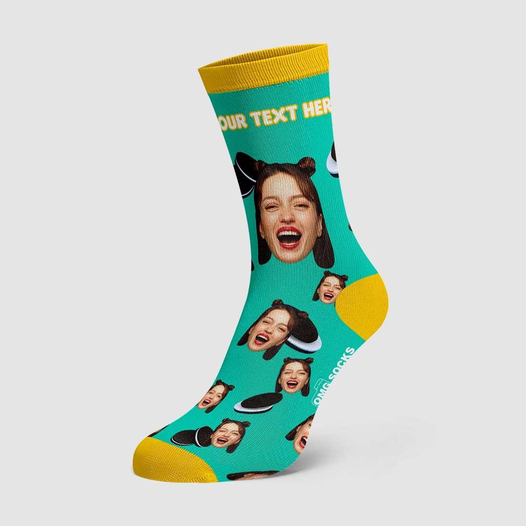 Personlaised Oreo Photo And Name Socks - PhotoBoxer