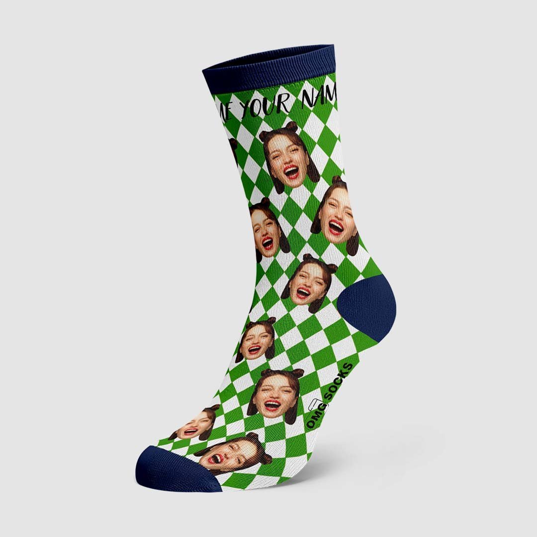 Colorful Lattice Face Socks - PhotoBoxer