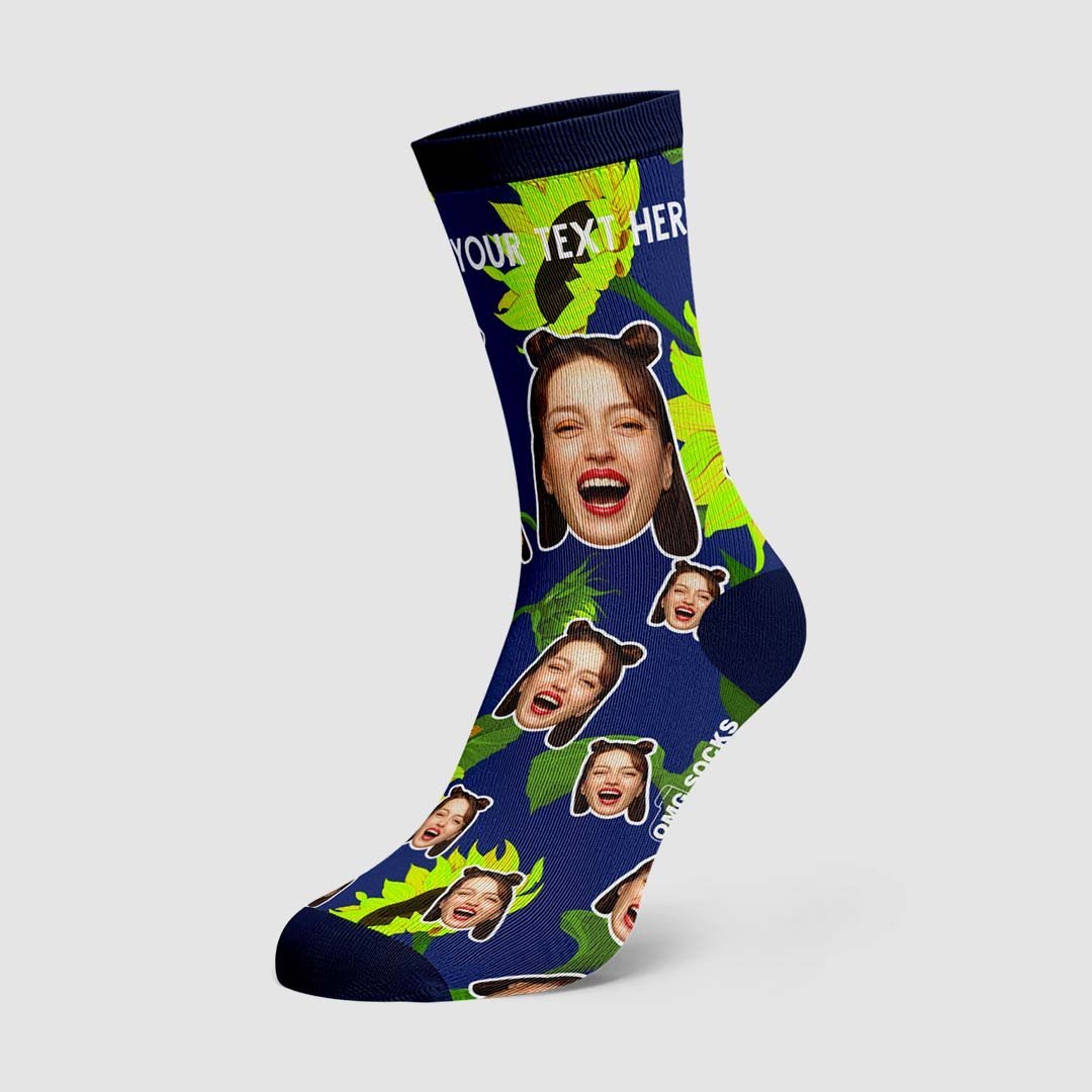 Colorful Sunflower Face Socks - PhotoBoxer