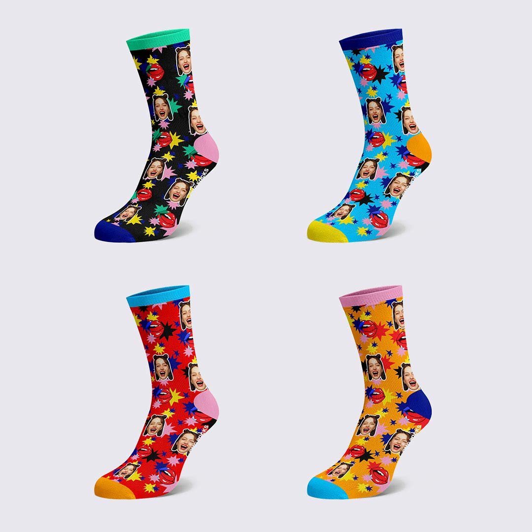 Custom Face Socks Dazzling graphical elements - PhotoBoxer