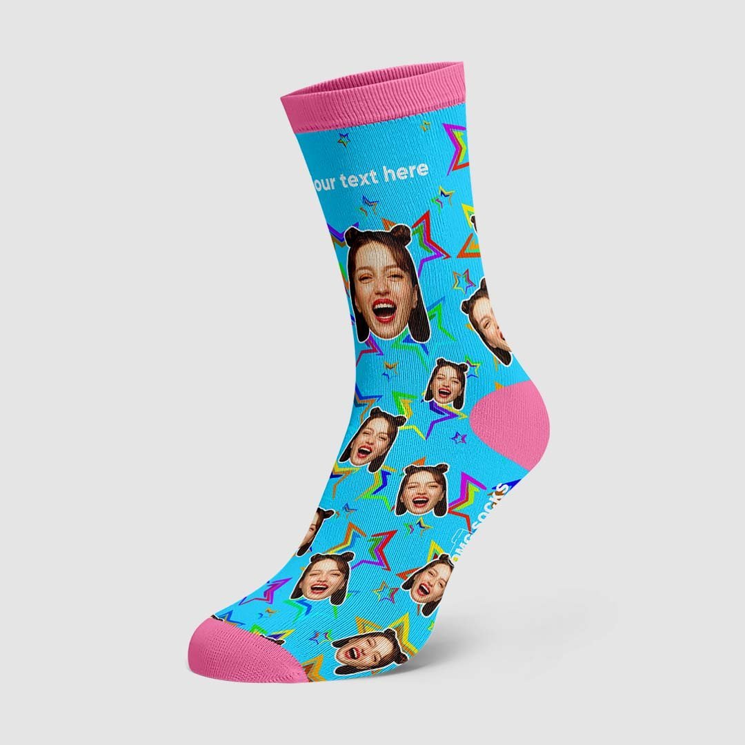 Color stars Face Socks - PhotoBoxer