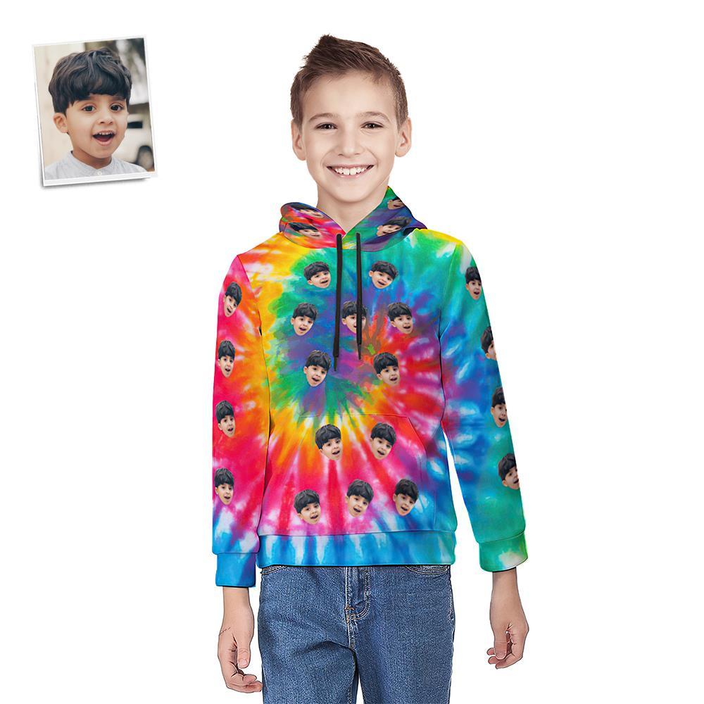 Custom Photo Hoodie Custom Youth Hoodie Sweatshirt Tie Dye Style Personalized Youth Tee Kids Gift
