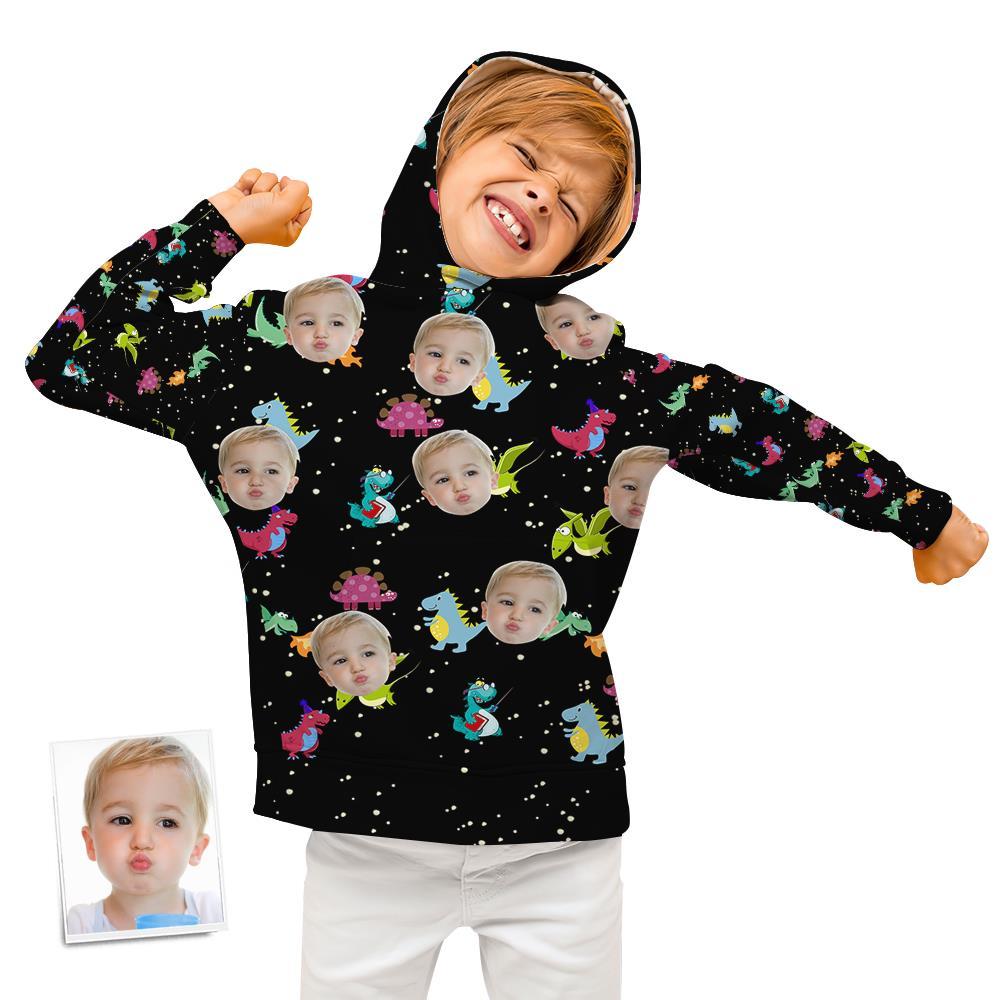 Kids Custom Face Hoodie Custom Dinosaurs Sweatshirt for Children Kids Gift