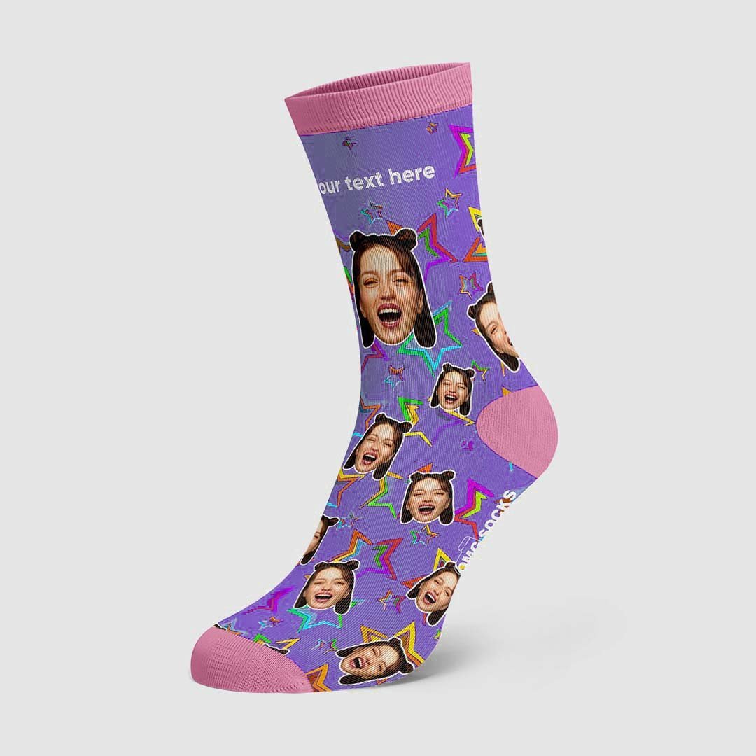 Custom Color stars Photo On Socks - PhotoBoxer