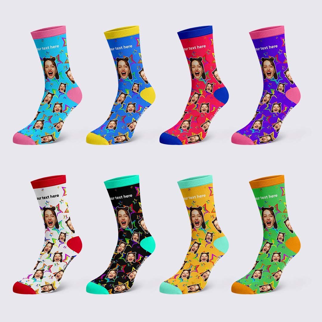 Color stars Face Socks - PhotoBoxer