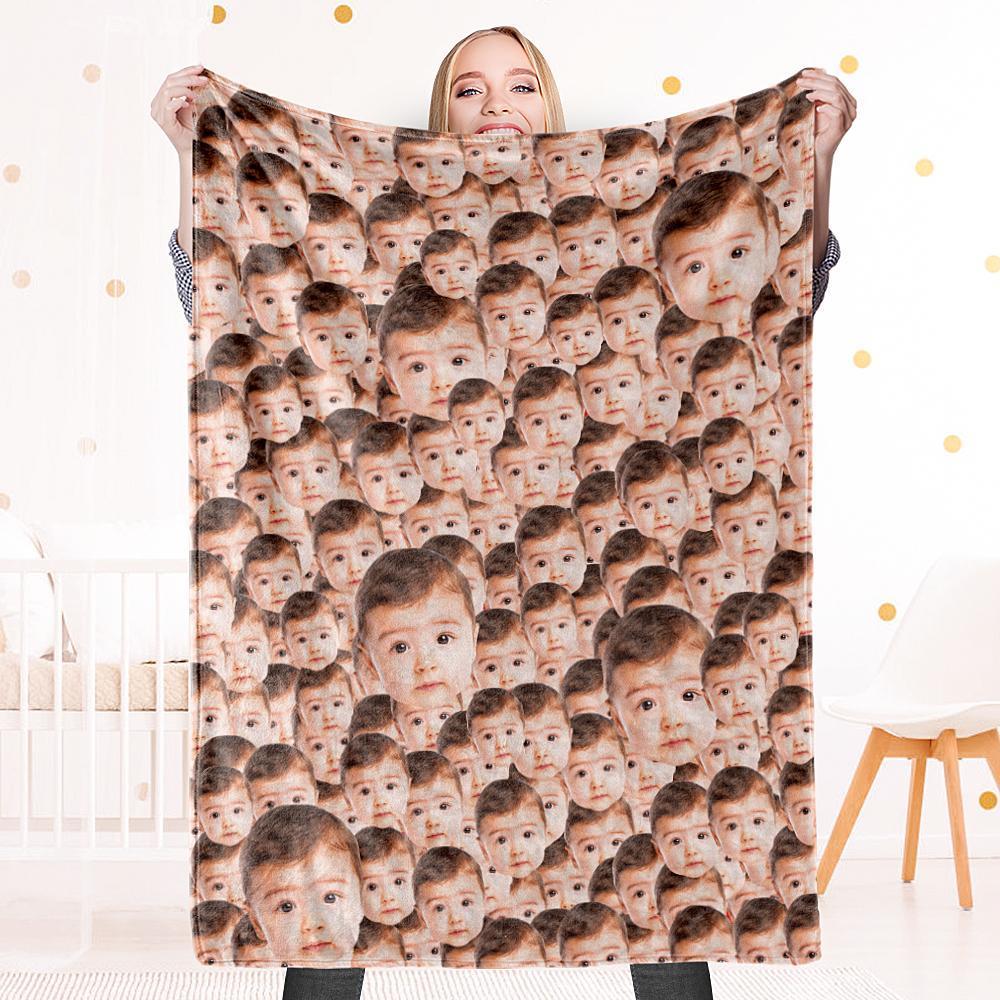 Custom Face Mash Blankets Personalized Pet And Person Fleece Blanket - MyPhotoSocks