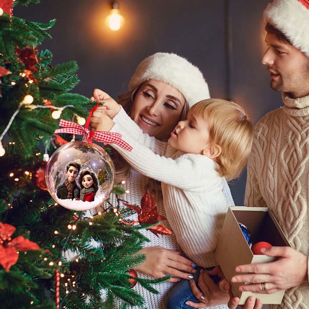 Personalized Cartoon Style Photo Christmas Ball Decoration - PhotoBoxer